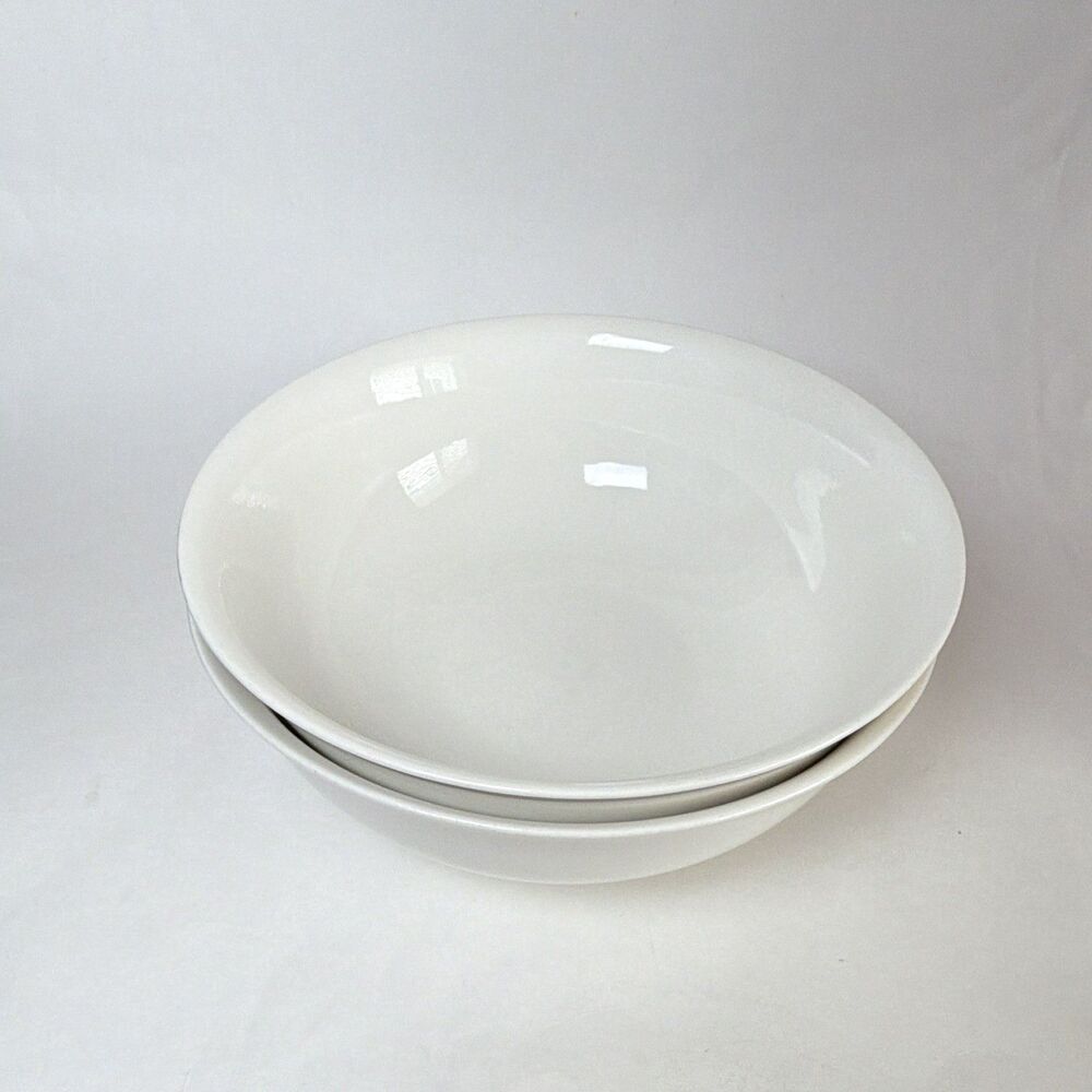 Pier 1 New Essentials Classic Porcelain Bowl Set 2pc White 9in MW/DS Safe
